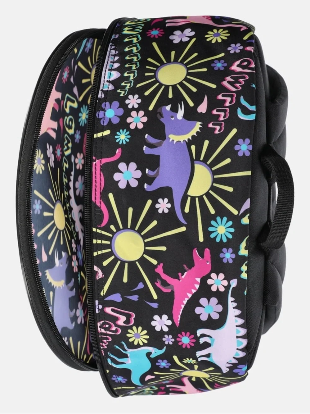 Kids' Black Dinosaur Print Backpack - Pastel Dino Pattern W